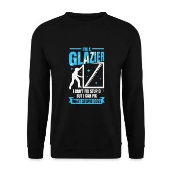 Lustiges Glaser Job Glasermeister Geschenk - Unisex Pullover - Schwarz - Vorne - Alina (178cm) & Michal (187cm)