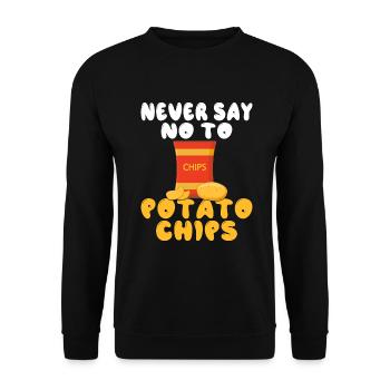 Kartoffelchips Geschenk - Unisex Pullover - Schwarz - Vorne - Alina (178cm) & Michal (187cm)