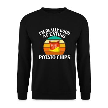 Potato Chips Gift - Unisex Sweatshirt - black - Front - Alina (178cm) & Michal (187cm)