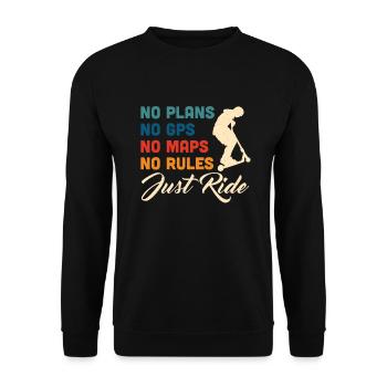 Scooter Roller Tretroller Geschenk - Unisex Pullover - Schwarz - Vorne - Alina (178cm) & Michal (187cm)