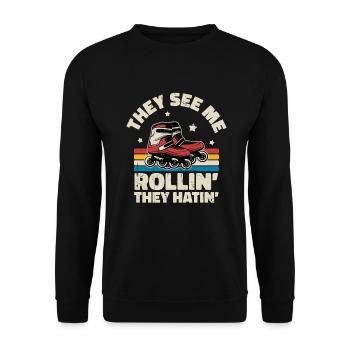 Patin à roues alignées Cadeau de patin à roues alignées - Sweat-shirt Unisexe - noir - Devant - Alina (178cm) & Michal (187cm)