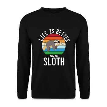 Faultier Liebhaber Faultier Geschenk - Unisex Pullover - Schwarz - Vorne - Alina (178cm) & Michal (187cm)