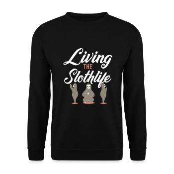 Faultier Liebhaber Faultier Geschenk - Unisex Pullover - Schwarz - Vorne - Alina (178cm) & Michal (187cm)