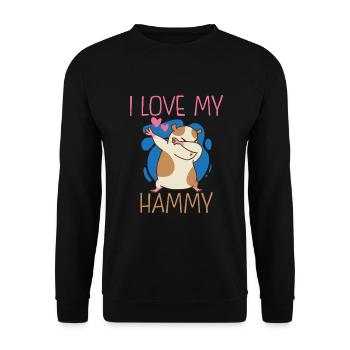 Hamster Liebhaber Hamster Geschenk - Unisex Pullover - Schwarz - Vorne - Alina (178cm) & Michal (187cm)