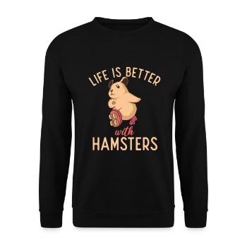 Hamster Lover Hamster Gift - Unisex Sweatshirt - black - Front - Alina (178cm) & Michal (187cm)