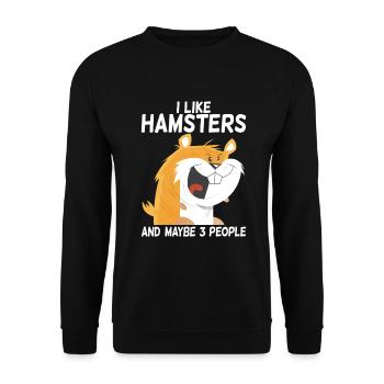 Hamster Liebhaber Hamster Geschenk - Unisex Pullover - Schwarz - Vorne - Alina (178cm) & Michal (187cm)