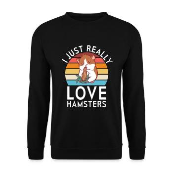 Hamster Liebhaber Hamster Geschenk - Unisex Pullover - Schwarz - Vorne - Alina (178cm) & Michal (187cm)