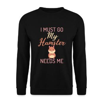Hamster Liebhaber Hamster Geschenk - Unisex Pullover - Schwarz - Vorne - Alina (178cm) & Michal (187cm)