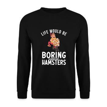 Hamster Liebhaber Hamster Geschenk - Unisex Pullover - Schwarz - Vorne - Alina (178cm) & Michal (187cm)