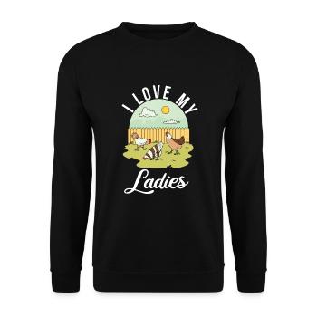 Cadeaux de poulet Propriétaire de poulet - Sweat-shirt Unisexe - noir - Devant - Alina (178cm) & Michal (187cm)