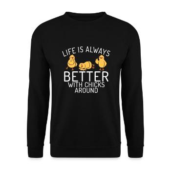 Cadeaux de poulet Propriétaire de poulet - Sweat-shirt Unisexe - noir - Devant - Alina (178cm) & Michal (187cm)