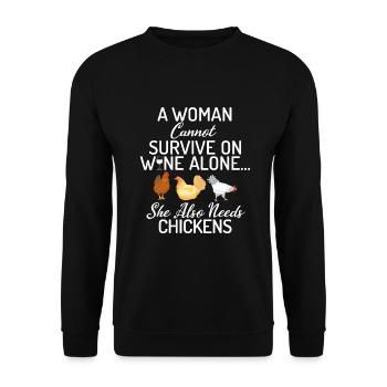 Cadeaux de poulet Propriétaire de poulet - Sweat-shirt Unisexe - noir - Devant - Alina (178cm) & Michal (187cm)