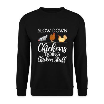 Cadeaux de poulet Propriétaire de poulet - Sweat-shirt Unisexe - noir - Devant - Alina (178cm) & Michal (187cm)
