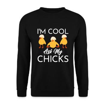 Cadeaux de poulet Propriétaire de poulet - Sweat-shirt Unisexe - noir - Devant - Alina (178cm) & Michal (187cm)