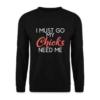 Cadeaux de poulet Propriétaire de poulet - Sweat-shirt Unisexe - noir - Devant - Alina (178cm) & Michal (187cm)