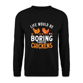 Cadeaux de poulet Propriétaire de poulet - Sweat-shirt Unisexe - noir - Devant - Alina (178cm) & Michal (187cm)