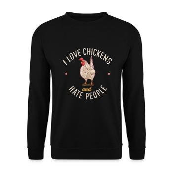 Cadeaux de poulet Propriétaire de poulet - Sweat-shirt Unisexe - noir - Devant - Alina (178cm) & Michal (187cm)