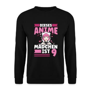 diese Anime mädchen ist 9 - Kawaii Otaku Manga - Unisex Pullover - Schwarz - Vorne - Alina (178cm) & Michal (187cm)