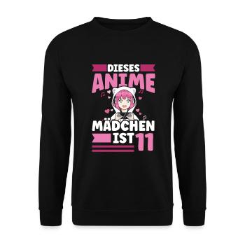 diese Anime mädchen ist 11 - Kawaii Otaku Manga - Unisex Pullover - Schwarz - Vorne - Alina (178cm) & Michal (187cm)