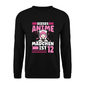 diese Anime mädchen ist 12 - Kawaii Otaku Manga - Unisex Pullover - Schwarz - Vorne - Alina (178cm) & Michal (187cm)