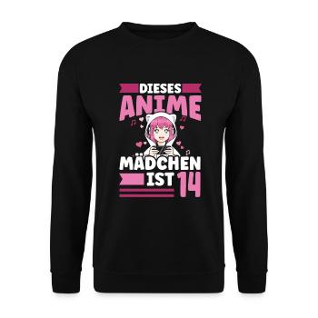 diese Anime mädchen ist 14 - Kawaii Otaku Manga - Unisex Pullover - Schwarz - Vorne - Alina (178cm) & Michal (187cm)