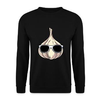 Knoblauch Knoblauchbrot Geschenk - Unisex Pullover - Schwarz - Vorne - Alina (178cm) & Michal (187cm)