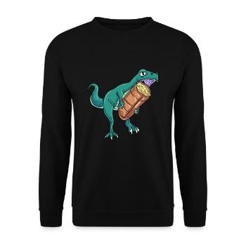 Knoblauch Knoblauchbrot Geschenk - Unisex Pullover - Schwarz - Vorne - Alina (178cm) & Michal (187cm)