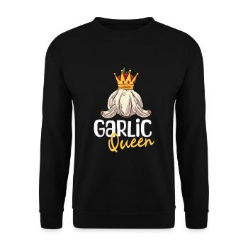 Knoblauch Knoblauchbrot Geschenk - Unisex Pullover - Schwarz - Vorne - Alina (178cm) & Michal (187cm)