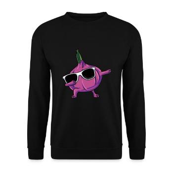 Knoblauch Knoblauchbrot Geschenk - Unisex Pullover - Schwarz - Vorne - Alina (178cm) & Michal (187cm)
