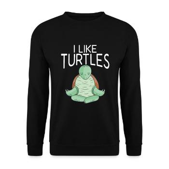 Turtle Owner Gift Turtle Lover - Unisex Sweatshirt - black - Front - Alina (178cm) & Michal (187cm)