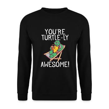 Turtle Owner Gift Turtle Lover - Unisex Sweatshirt - black - Front - Alina (178cm) & Michal (187cm)