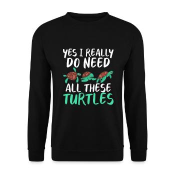 Turtle Owner Gift Turtle Lover - Unisex Sweatshirt - black - Front - Alina (178cm) & Michal (187cm)