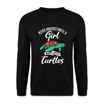 Turtle Owner Gift Turtle Lover - Unisex Sweatshirt - black - Front - Alina (178cm) & Michal (187cm)