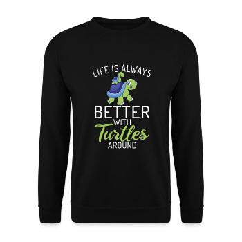 Turtle Owner Gift Turtle Lover - Unisex Sweatshirt - black - Front - Alina (178cm) & Michal (187cm)