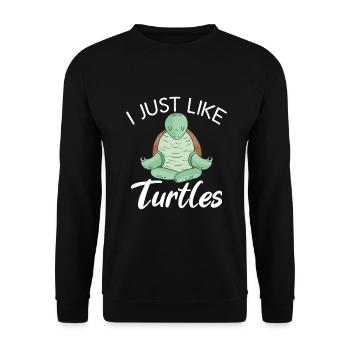 Turtle Owner Gift Turtle Lover - Unisex Sweatshirt - black - Front - Alina (178cm) & Michal (187cm)