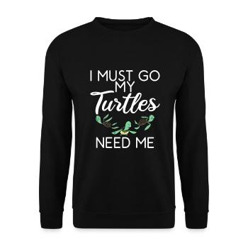 Turtle Owner Gift Turtle Lover - Unisex Sweatshirt - black - Front - Alina (178cm) & Michal (187cm)