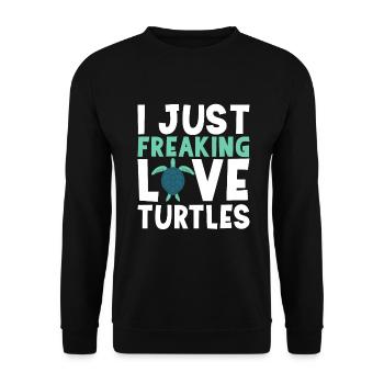 Turtle Owner Gift Turtle Lover - Unisex Sweatshirt - black - Front - Alina (178cm) & Michal (187cm)