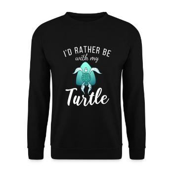 Schildkrötenbesitzer Geschenk Schildkrötenliebhaber - Unisex Pullover - Schwarz - Vorne - Alina (178cm) & Michal (187cm)