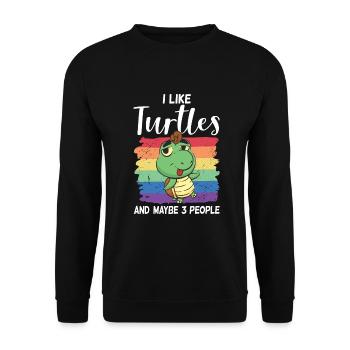Turtle Owner Gift Turtle Lover - Unisex Sweatshirt - black - Front - Alina (178cm) & Michal (187cm)