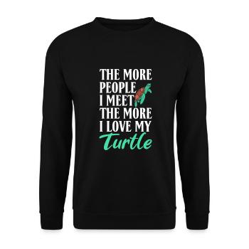 Turtle Owner Gift Turtle Lover - Unisex Sweatshirt - black - Front - Alina (178cm) & Michal (187cm)