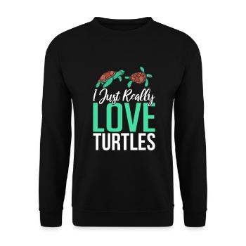 Turtle Owner Gift Turtle Lover - Unisex Sweatshirt - black - Front - Alina (178cm) & Michal (187cm)