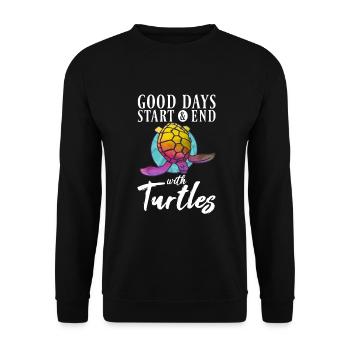 Turtle Owner Gift Turtle Lover - Unisex Sweatshirt - black - Front - Alina (178cm) & Michal (187cm)