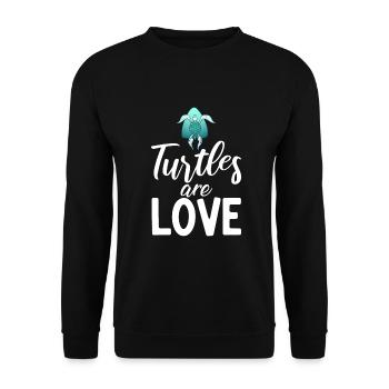 Turtle Owner Gift Turtle Lover - Unisex Sweatshirt - black - Front - Alina (178cm) & Michal (187cm)