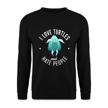 Turtle Owner Gift Turtle Lover - Unisex Sweatshirt - black - Front - Alina (178cm) & Michal (187cm)