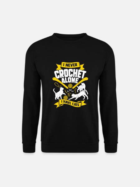 Je ne crochete jamais seul J’ai des chats - Sweat-shirt Unisexe - noir