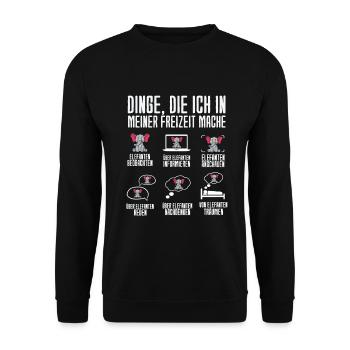 Dinge Die Ich In Meiner Freizeit Mache Elefanten - Unisex Pullover - Schwarz - Vorne - Alina (178cm) & Michal (187cm)