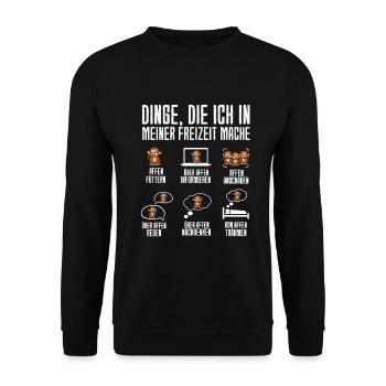 Dinge Die Ich In Meiner Freizeit Mache Affen - Unisex Pullover - Schwarz - Vorne - Alina (178cm) & Michal (187cm)