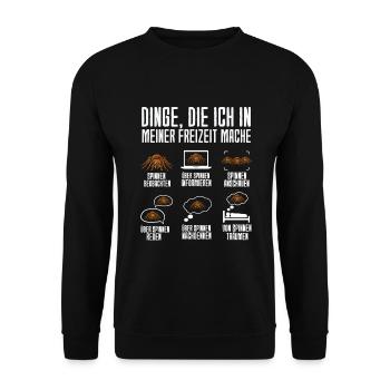 Dinge Die Ich In Meiner Freizeit Mache Spinnen - Unisex Pullover - Schwarz - Vorne - Alina (178cm) & Michal (187cm)