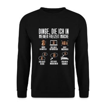 Dinge Die Ich In Meiner Freizeit Mache Biber - Unisex Pullover - Schwarz - Vorne - Alina (178cm) & Michal (187cm)