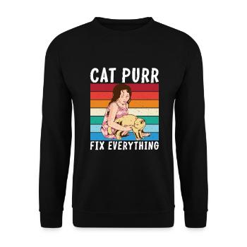 Cadeau Propriétaire de chat Cadeau de chat - Sweat-shirt Unisexe - noir - Devant - Alina (178cm) & Michal (187cm)